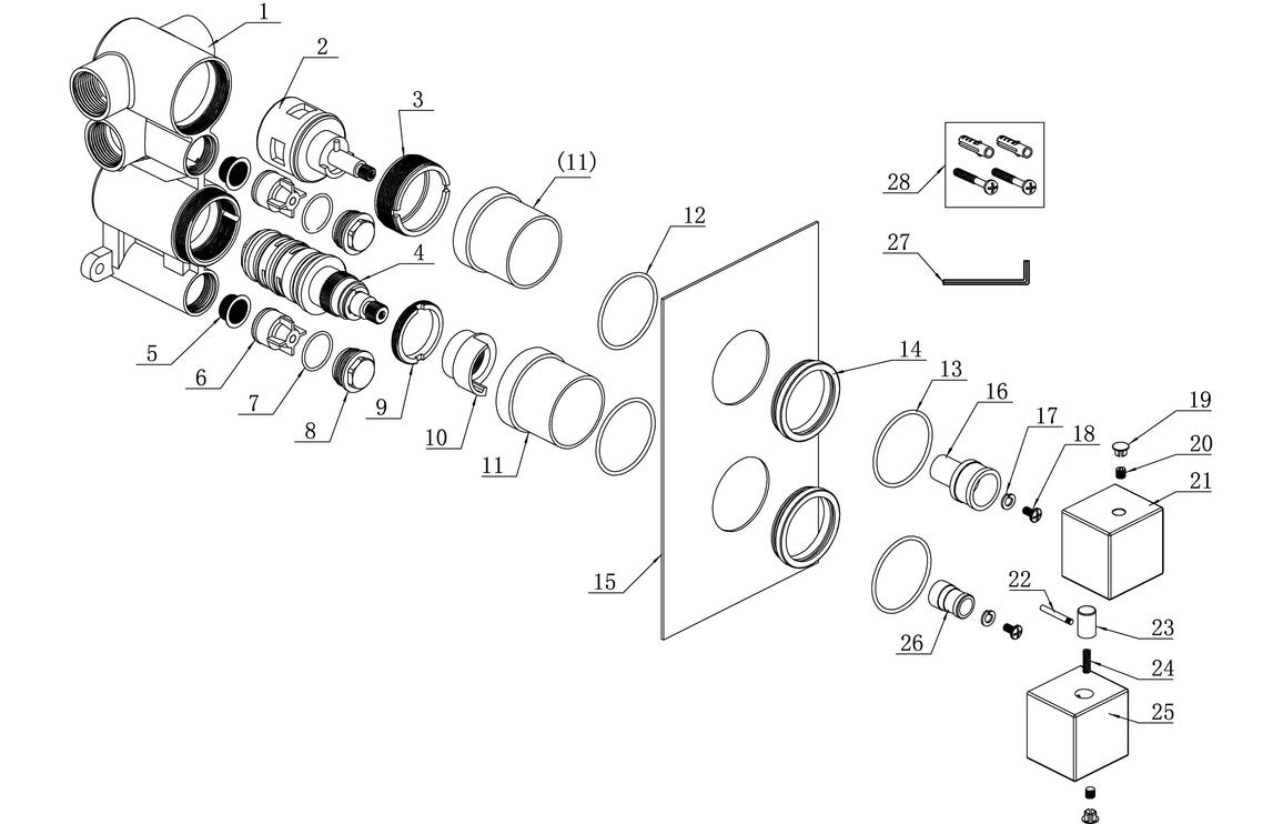 Annas Thermostatic Two Outlet Twin Shower Valve - Brushed Brass
