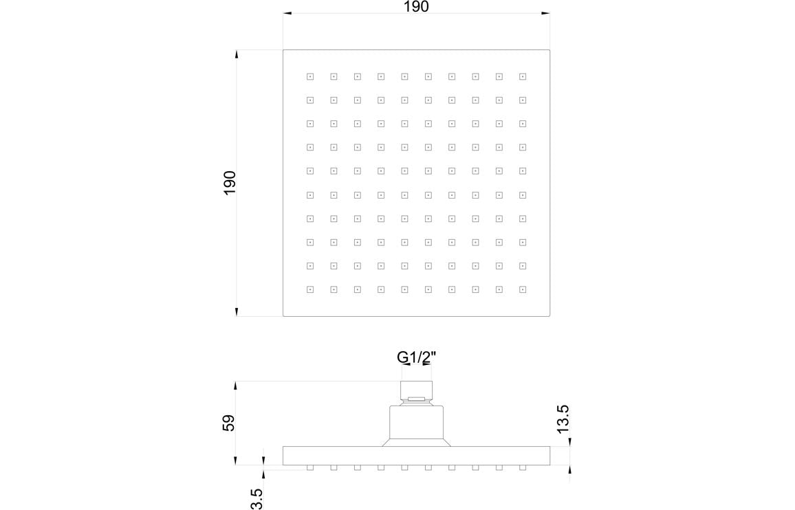 200mm Square Showerhead - Chrome
