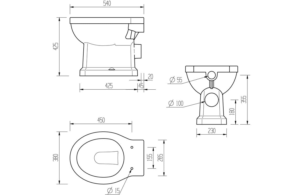 Beal High Level WC w/Brushed Brass Finish & Soft Close Seat