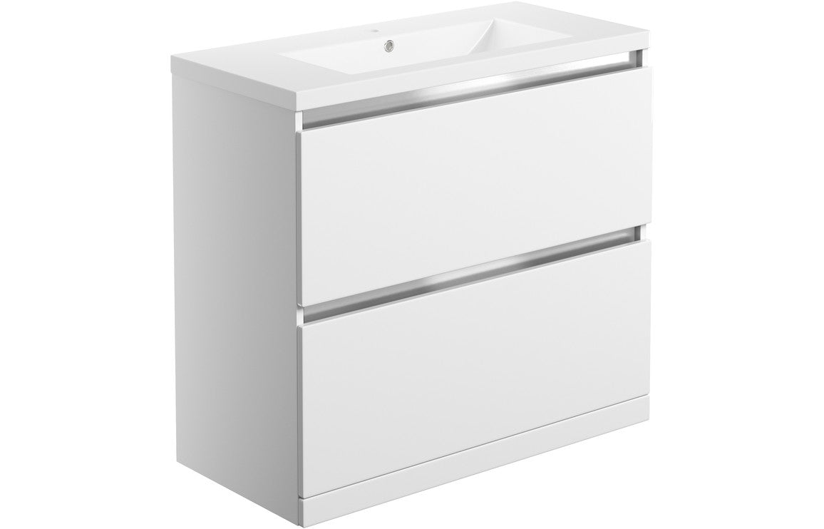Teign 815mm 2 Drawer Floor Standing Basin Unit Inc. Basin