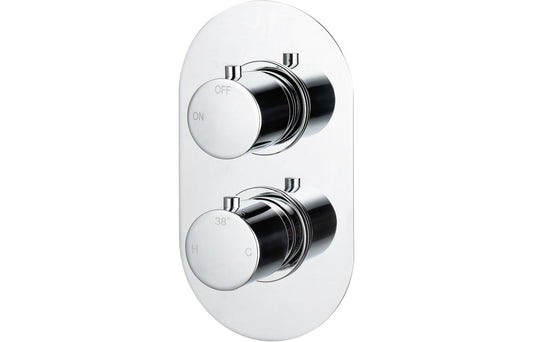 Calder Thermostatic Single Outlet Twin Shower Valve - Chrome