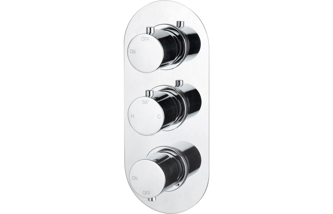 Calder Thermostatic Two Outlet Triple Shower Valve - Chrome