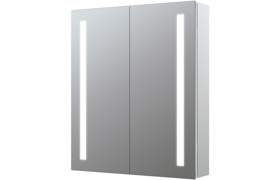 Marron 2 Door Front-Lit LED Mirror Cabinet - H 700 x W 600 x D 135mm