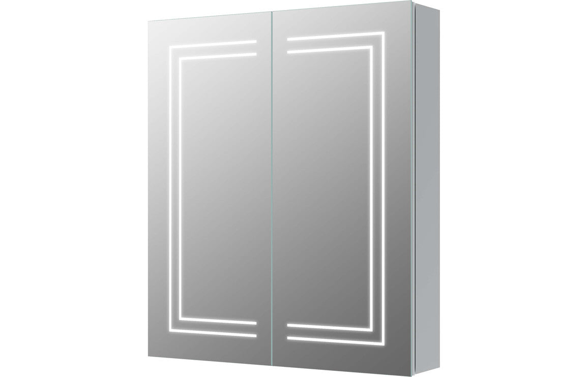 Esk 2 Door Front-Lit LED Mirror Cabinet - H 700 x W 600 x D 135mm
