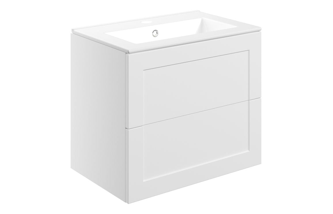 Sark 615mm Wall Hung 2 Drawer Basin Unit & Basin