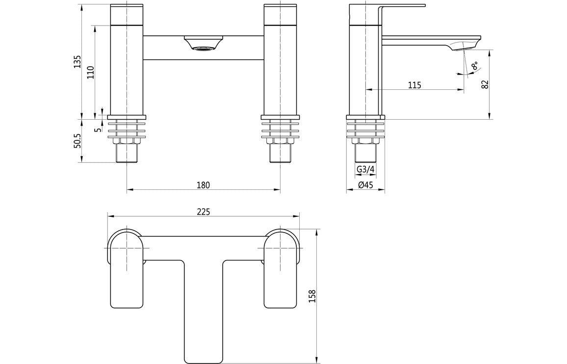 Dane Bath Filler - Chrome