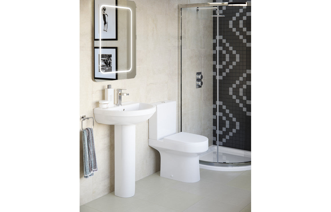 Amber Close Coupled Open Back Comfort Height WC & Soft Close Seat
