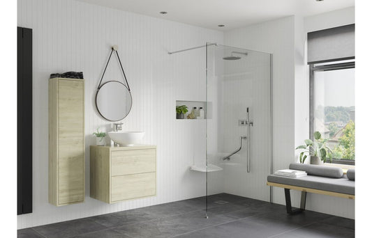 Derry Wetroom Panel & Floor-to-Ceiling Pole - Chrome