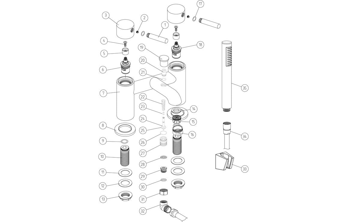 Medina Bath/Shower Mixer & Bracket - Brushed Brass