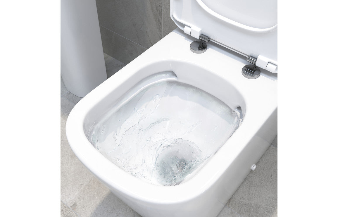Calder Rimless Close Coupled Open Back Comfort Height WC & Soft Close Seat