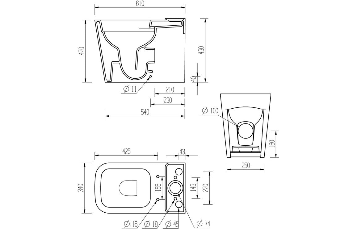Calder Rimless Close Coupled Fully Shrouded Short Projection WC & Soft Close Seat