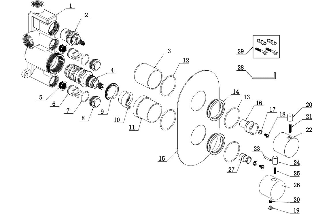 Twin Shower Valve - Matt Black