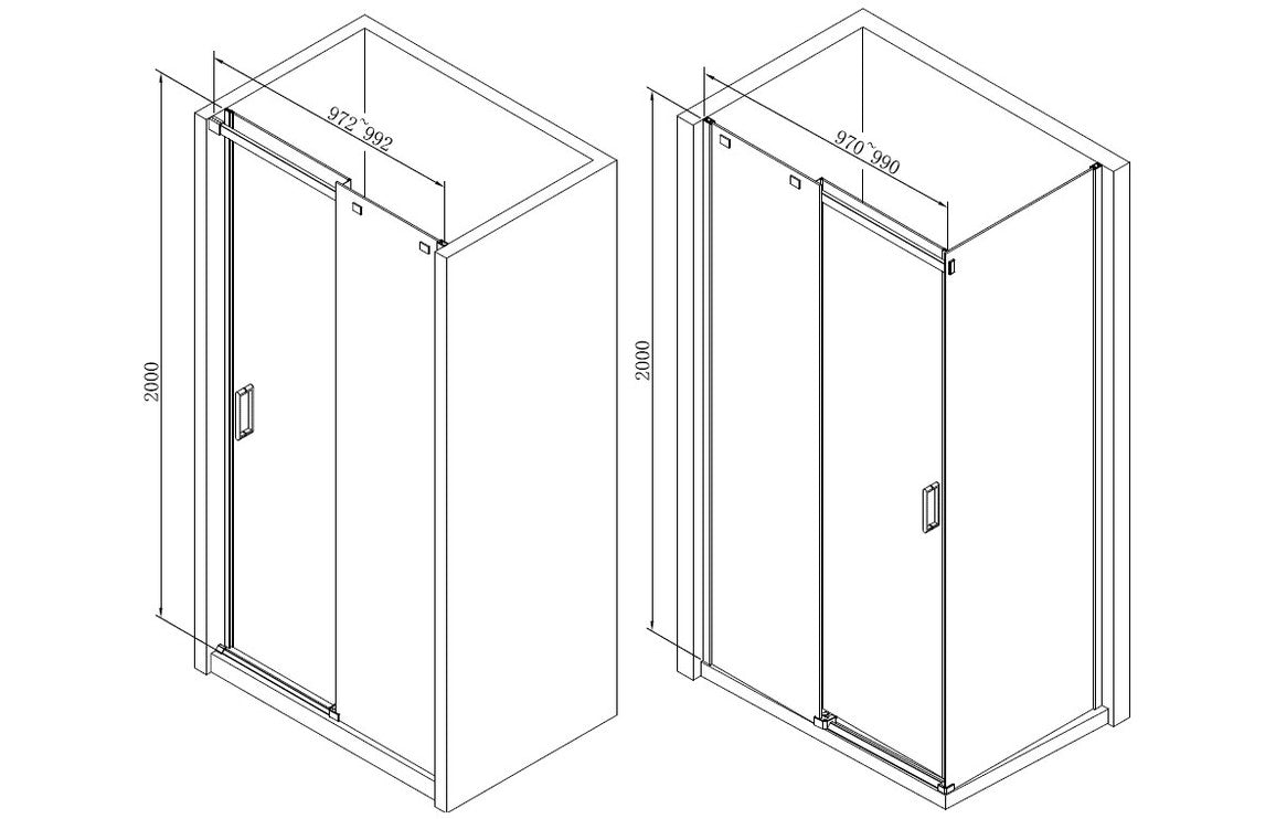 Derry  Semi-Framed Sliding Door - Chrome
