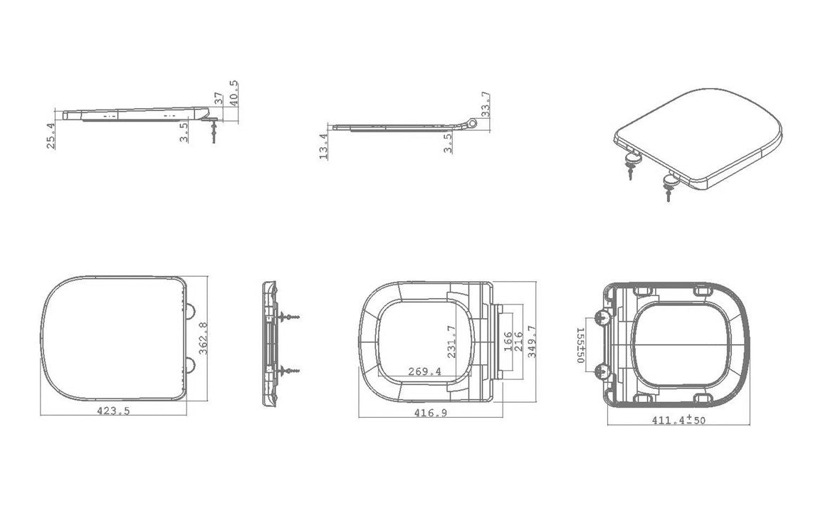 Calder Square Soft Close Toilet Seat - White