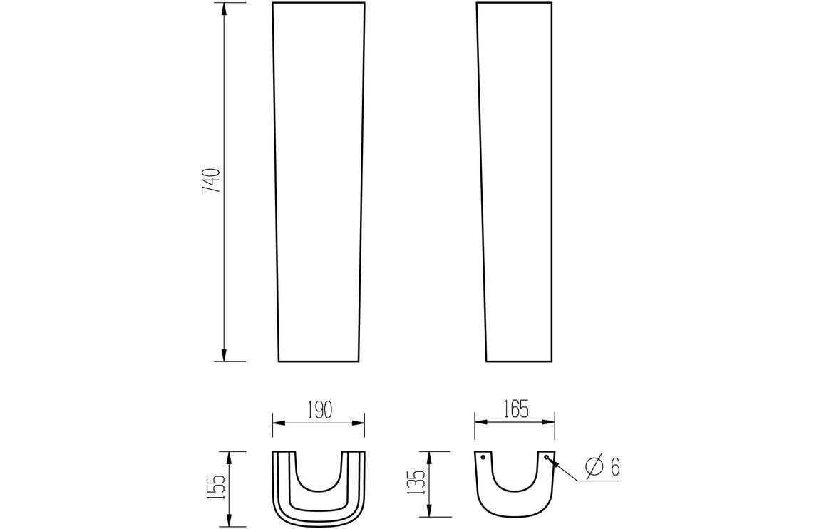 Afton 600x400mm 1TH Basin & Full Pedestal