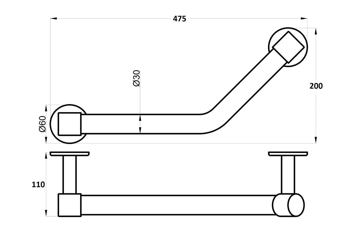 Angled 40cm Grab Rail