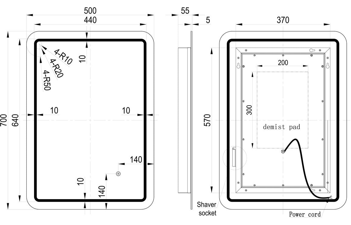 Bleng  Rectangle Front-Lit LED Mirror