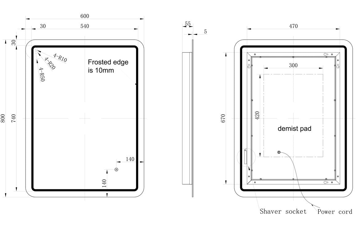 Bleng  Rectangle Front-Lit LED Mirror