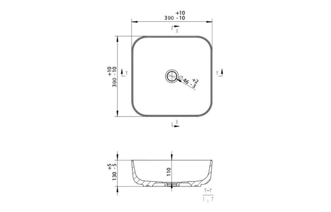 Arrow Ceramic Square Washbowl & Waste - H 130 x W 400 x D 400mm