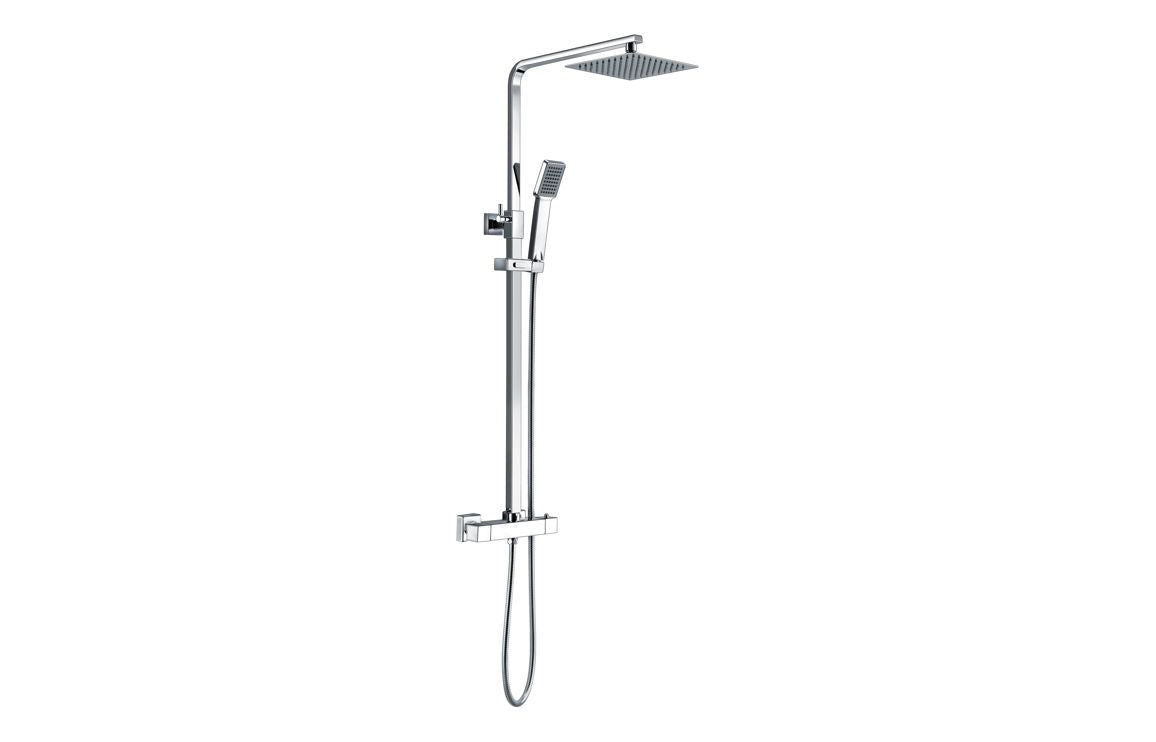Duddon Square Thermostatic Bar Mixer w/Riser Kit - Chrome