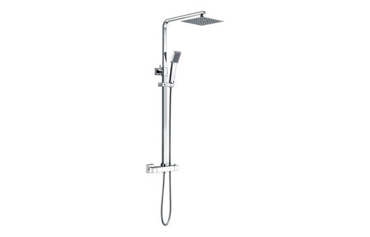 Duddon Square Thermostatic Bar Mixer w/Riser Kit - Chrome