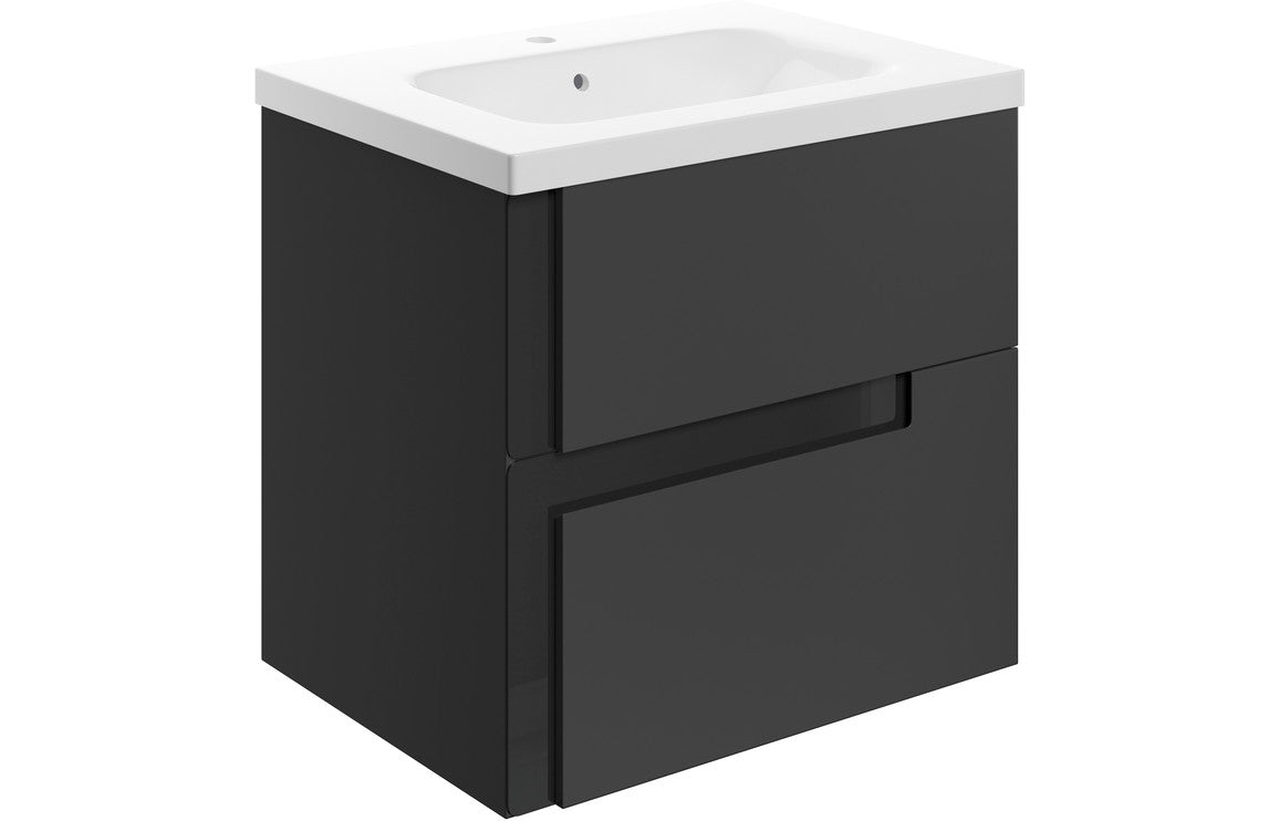 Thames 605mm Wall Hung 2 Drawer Basin Unit & Co-ordinating Basin