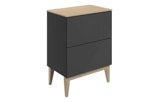 Fowey 610mm Floor Standing 2 Drawer Basin Unit & Maple Oak Effect Worktop