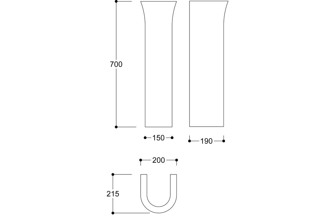 Beauly Basin & Full Pedestal (Boxed) - H 835 x W 560 x D 450mm
