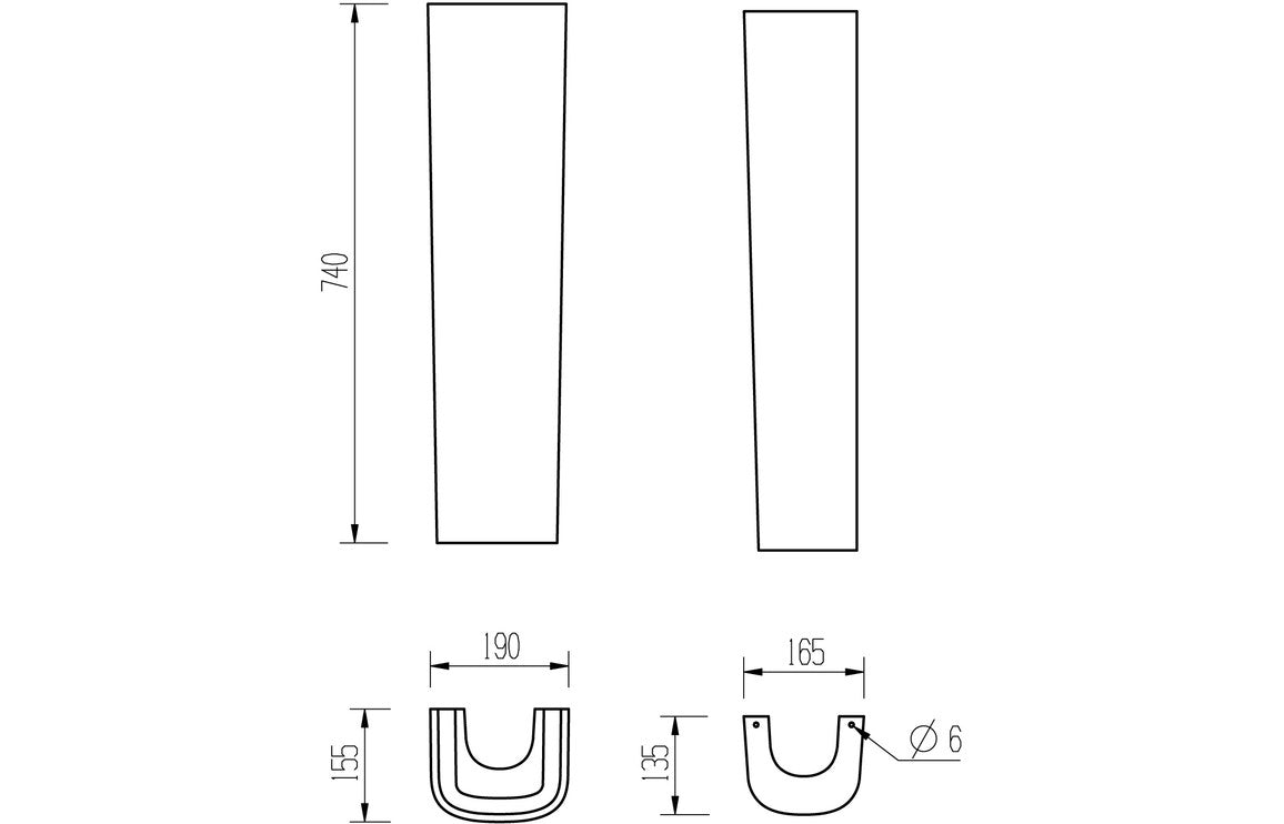 Calder Basin & Full Pedestal -  H 860 x W 600 x D 400mm
