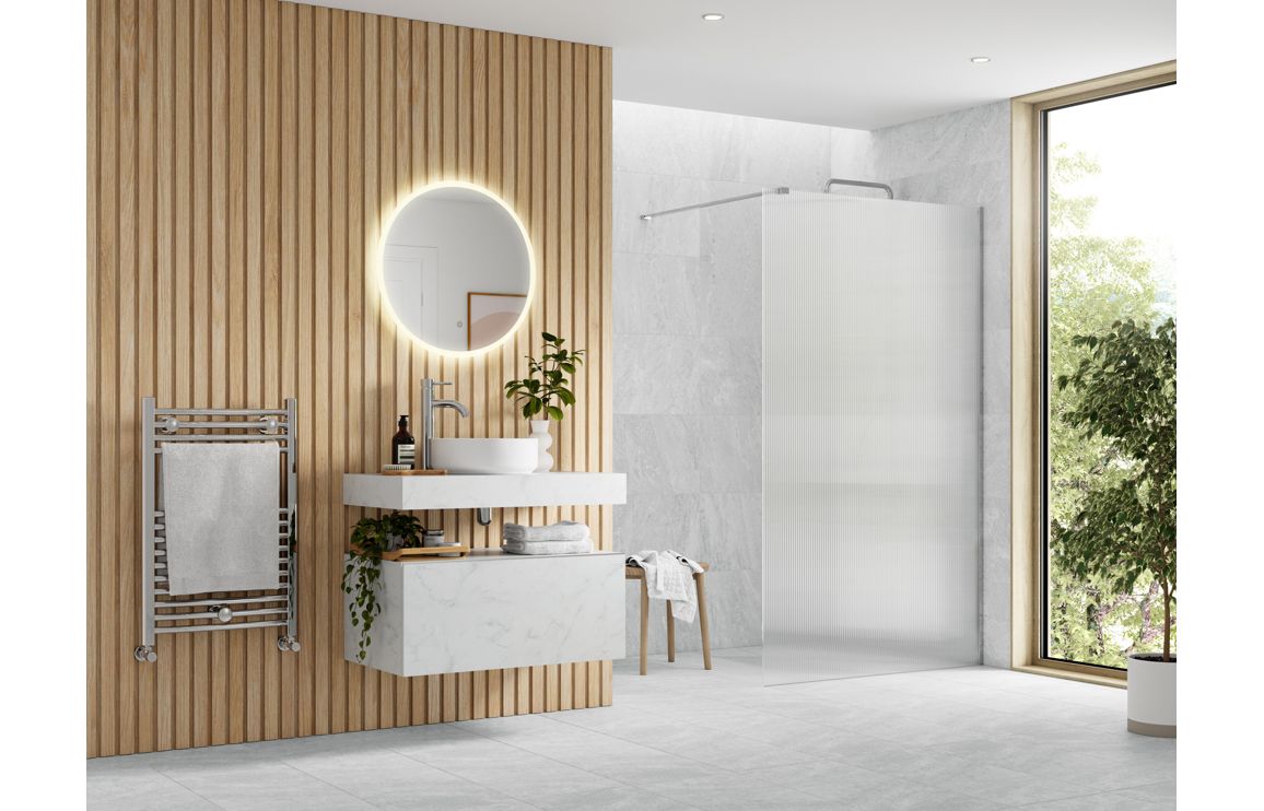 Derry Fluted Wetroom Panel & Support Bar