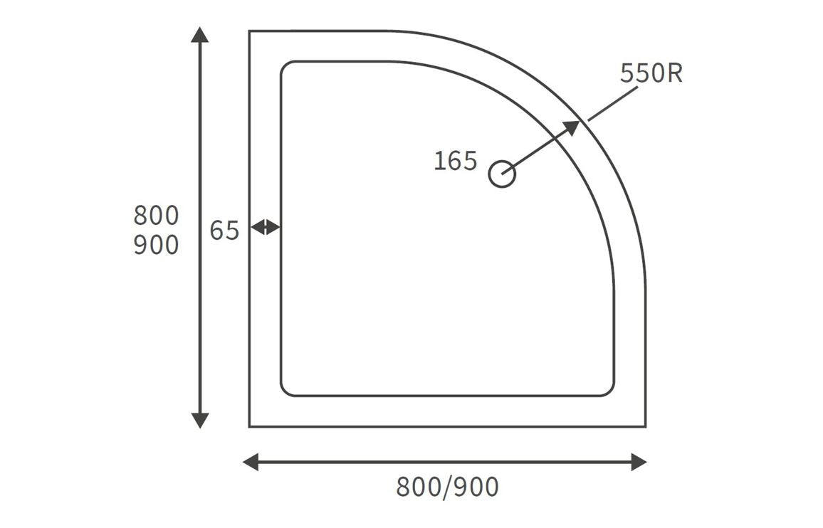Anti-Slip Ultra-Slim Offset Quadrant Tray & Waste - H 25 x W 1200 x D 800mm