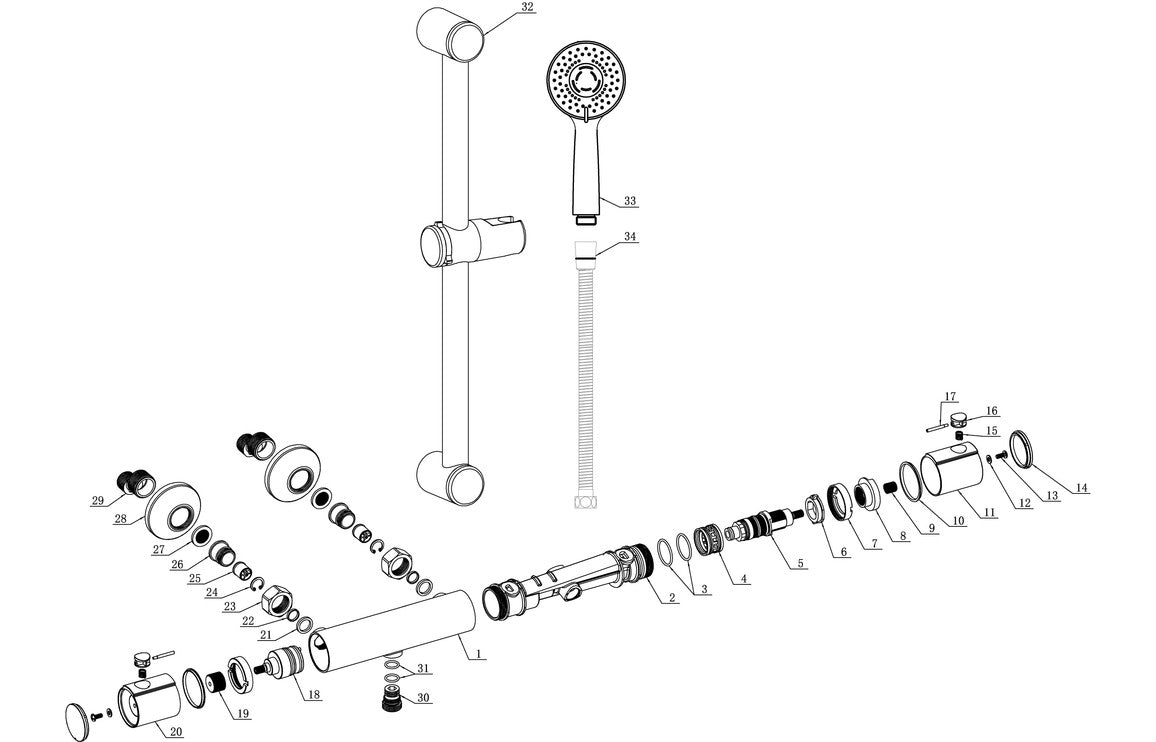 Crake Cool-Touch Thermostatic Bar Mixer Shower - Chrome