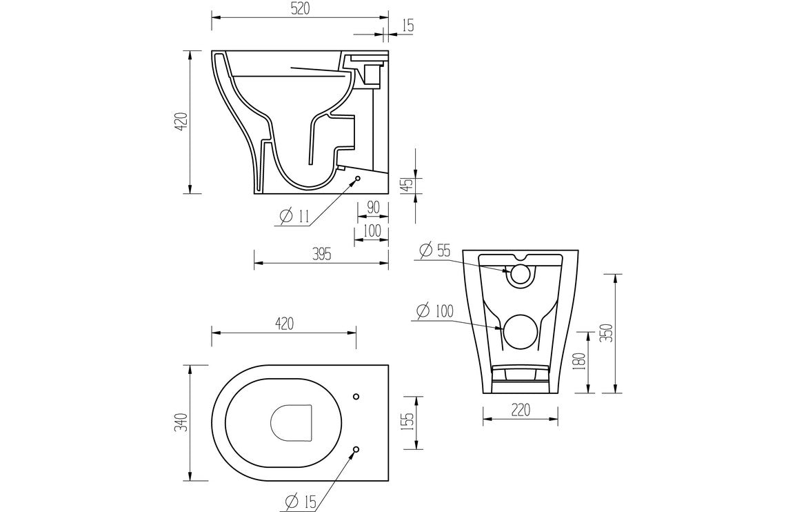 Dewey Rimless Back To Wall WC & Soft Close Seat