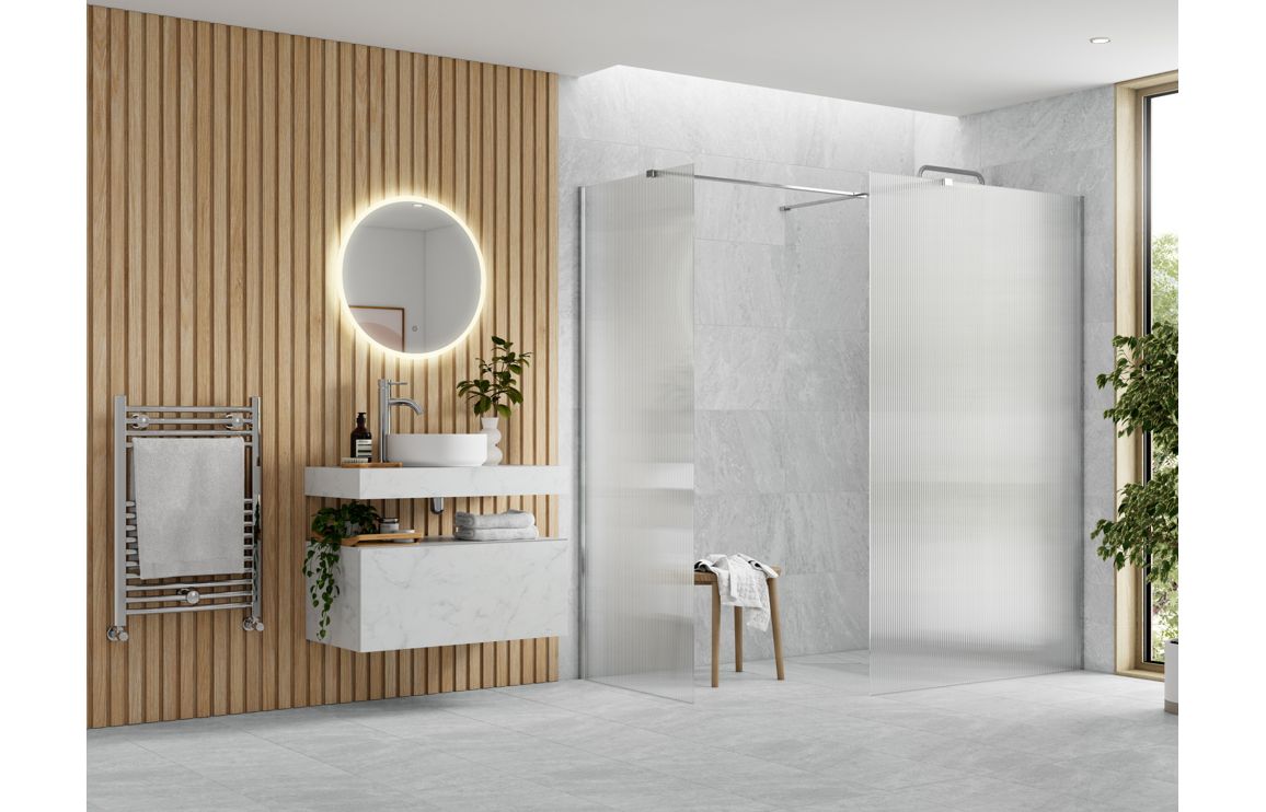 Derry Fluted Wetroom Panel & Side Panel Arm
