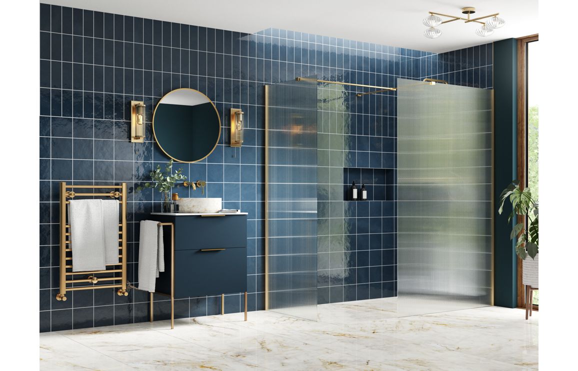 Derry Fluted Wetroom Panel & Side Panel Arm